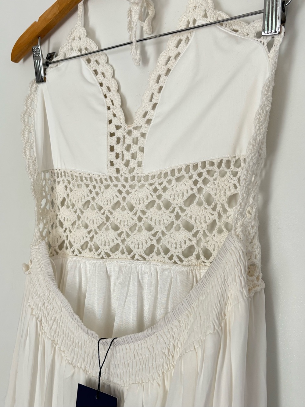LILBETTER Women's Beach Crochet Backless Bohemian Halter Maxi Dress XL NEW - Picture 13 of 16
